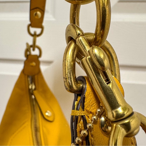 Coach Ashley Medium Leather Pleated Satchel Sunflower Yellow - Picture 10 of 15